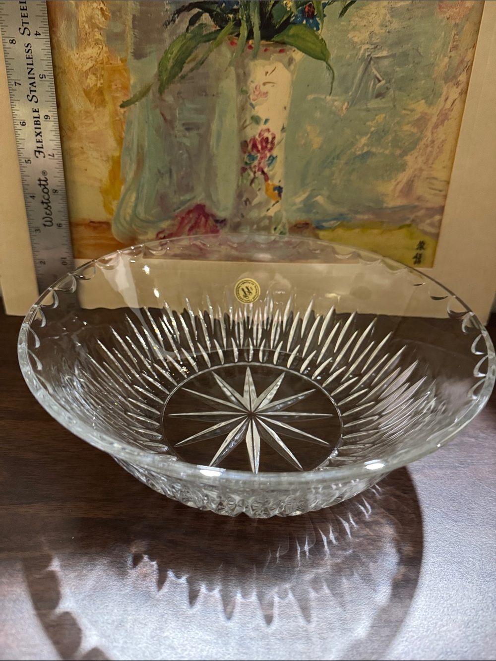 Vintage Princess House Royal Highlights Lead Crystal Salad Serving Bowl - In box